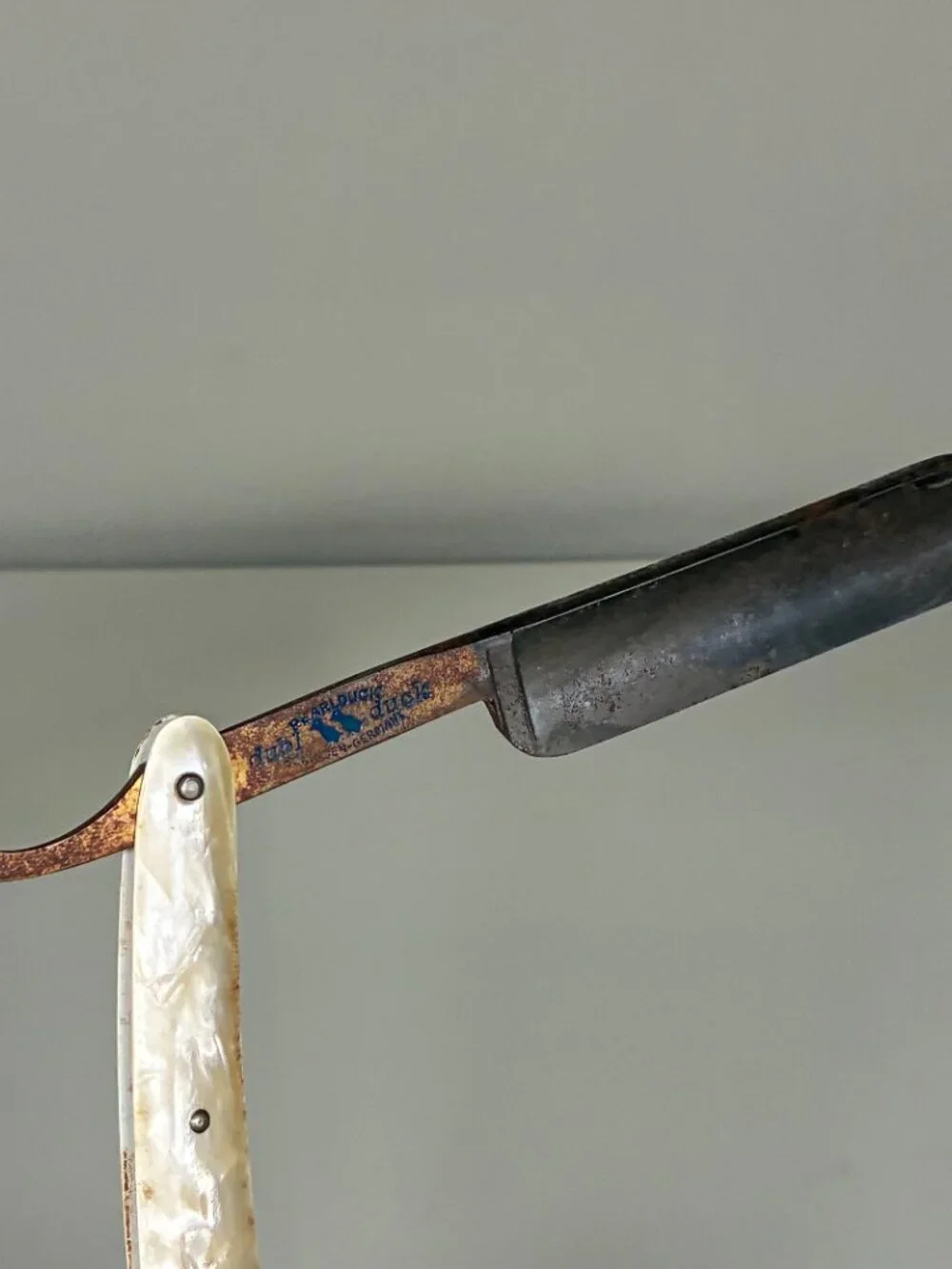VINTAGE Dubl Duck PEARLDUCK GOLDEDGE Solingen Germany Straight Razor